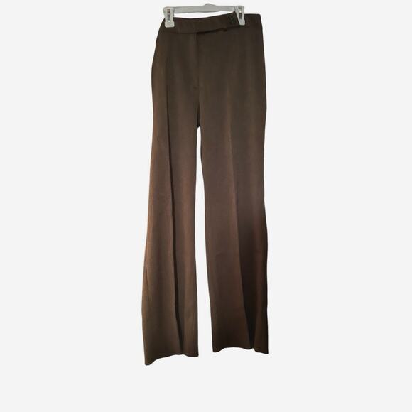 Woman’s Trouser Pants 14 Brown Glen River Herringbone Flat Front Zip Two Button - Picture 1 of 10
